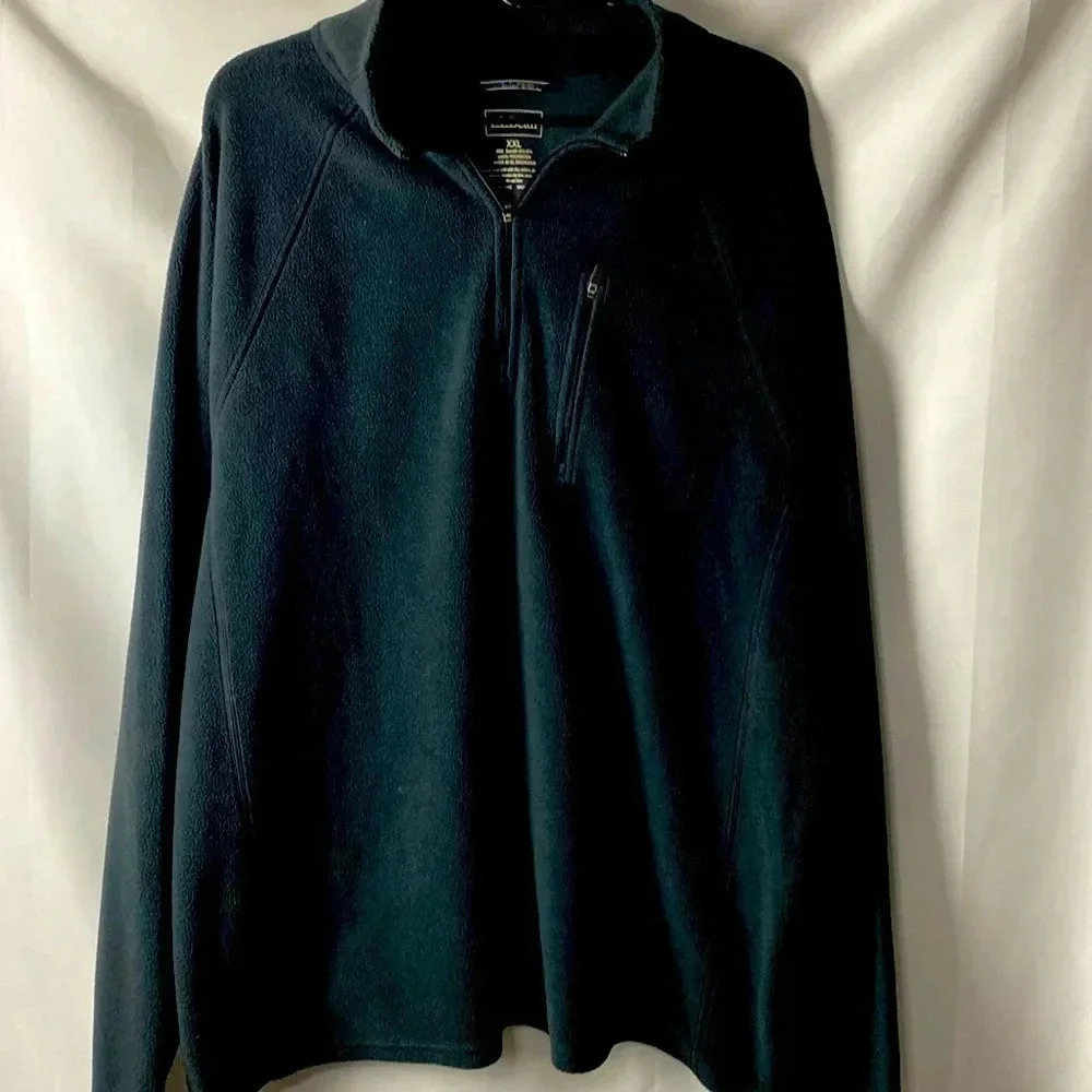 LL BEAN MENS SIZE.‎ XL BLACK FLEECE 3/4 ZIP SWEATER CLEAN VERY GOOD CONDITION